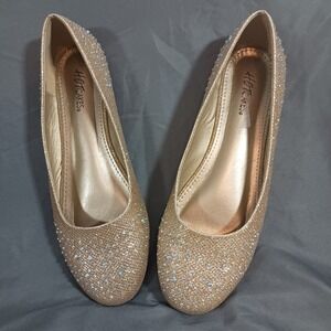 Hot Cakes Ballet Flats Womens 9M Gold Excellent Rhinestone Glitter Orleans